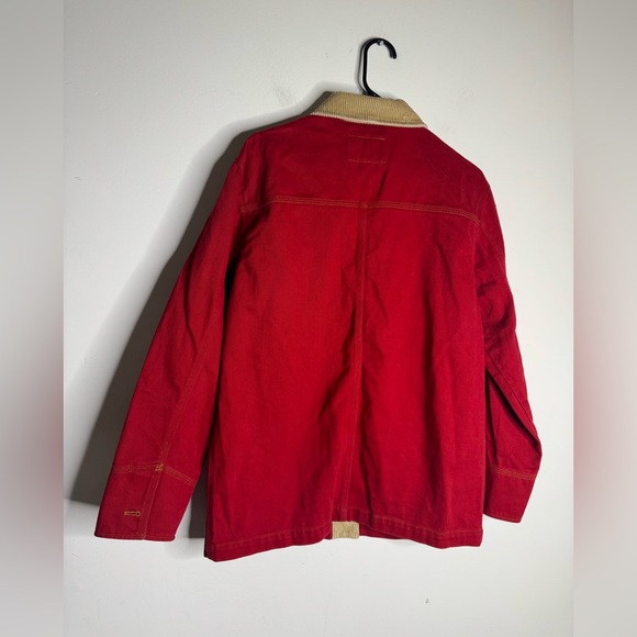 Vintage Lauren Ralph Lauren Red Cotton Chore Coat Barn Jacket Size Medium - Picture 3 of 10